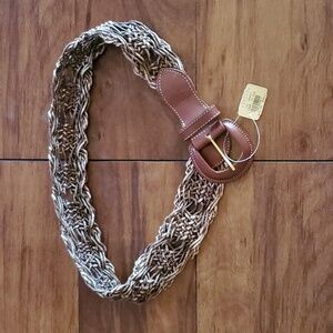 Leather and Braided Chord Belt Made in Italy sz Small